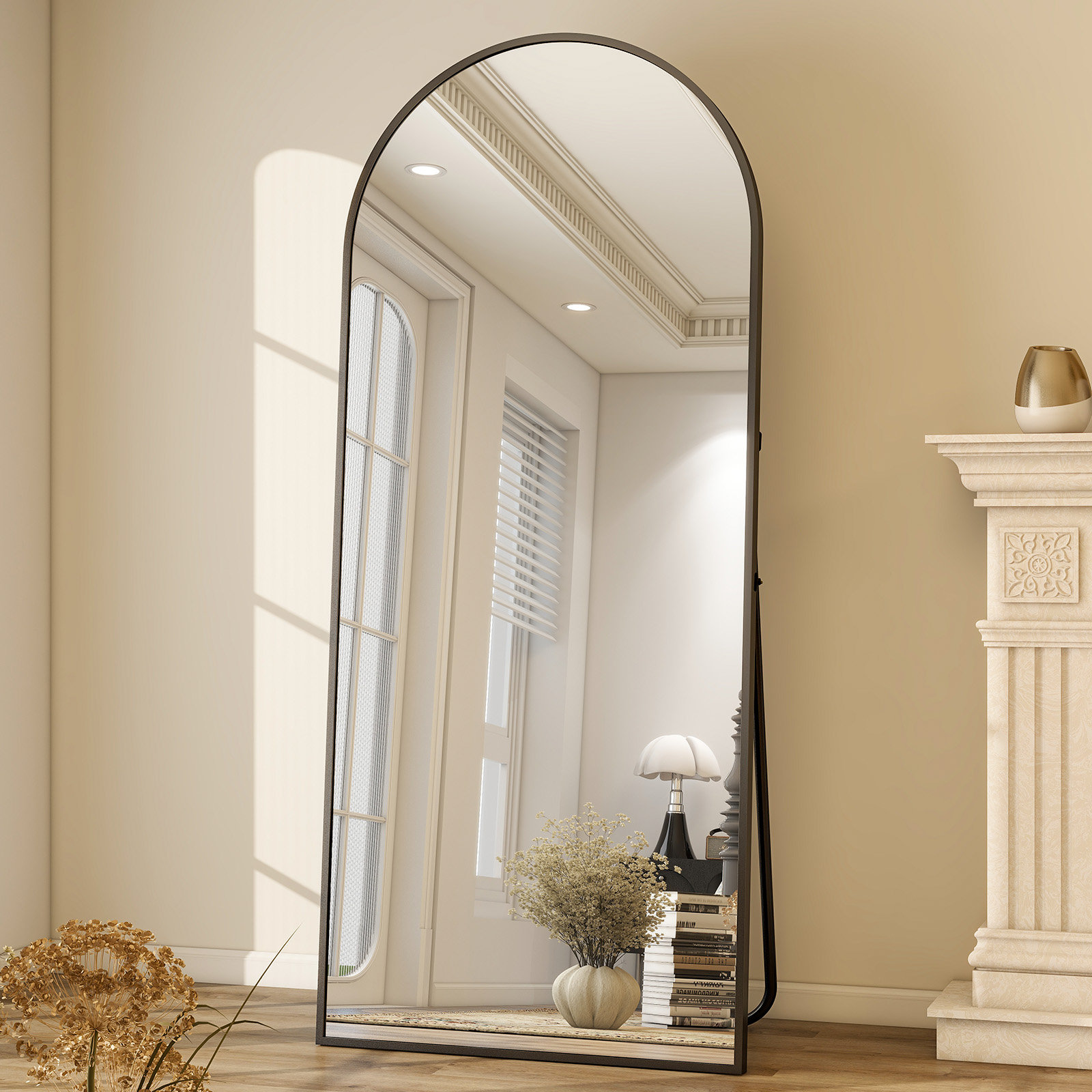 Everly Quinn Full Length Mirror Arch Floor Mirror Wall Mirror Hanging Or Leaning Arched Top Full Body Mirror With Stand For Bedroom Dressing Room Reviews Wayfair Canada